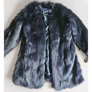 WENDY WILLIAMS BLUE FAUX FUR LONG SLEEVE COAT SIZE XS  NWT $200